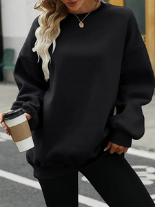 Sweat-shirt décontracté d'hiver pour femme, style ample, couleur unie et motif lettres, tissu tissé durable et respirant, vêtement long - Product Image 3
