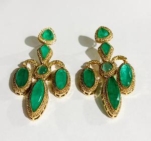 Luxury Green Emerald Look Geometric Statement Drop Earrings Gold Plated Rhinestone Fashion Jewelry for Women Bridal Wedding Part - Product Image 6