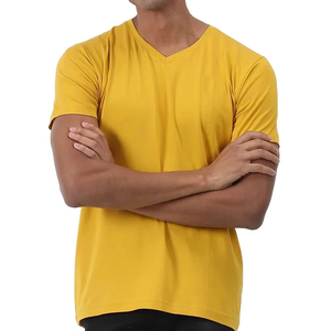 T-shirts pour hommes à col en V 100% coton, manches courtes, doux, décontractés, écologiques, respirants, à séchage rapide, anti-plis, personnalisables, style streetwear - Product Image 1