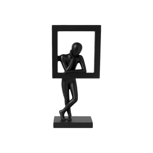 Figurine unique de l'homme réfléchissant avec cadre intégré – Sculpture contemporaine élégante pour la décoration de table et de la maison. - Product Image 4