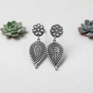 <b>Silver</b> Mountain Oxidized Garnet Floral Teardrop <b>Dangle</b> <b>Earrings</b> 925 <b>Silver</b> Ethnic Women's Tribal for Wedding Party & Gift - Product Image 4