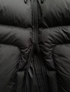 Veste matelassée noire à carreaux Ripstop de haute qualité pour hommes, manteau d'hiver à capuche épais, double fermeture éclair, vente en gros, fabricant OEM - Product Image 3