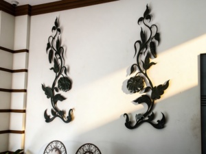 Plaque murale rectangulaire florale en fer avec impression numérique, finition nickel <span class=keywords><strong>noir</strong></span>, pièce d'art décorative en métal forgé pour la maison - Product Image 6