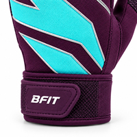 Gants de sport BFIT à doigts entiers, violet turquoise, antidérapants, respirants, avec sangle de poignet réglable, unisexe