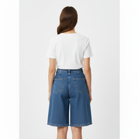 Shorts Bermuda Casuales de Mezclilla Transpirable con Pliegues Medios, Estilo Y2K, para Mujer, con Logotipo Personalizado, Pierna Ancha, 100% Algodón, Verano