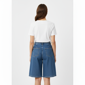 Shorts Bermuda en Jean Plissé pour Femme, Marque Privée, Logo Personnalisé, Jorts à Jambes Larges, Fabricant en Gros - Product Image 5