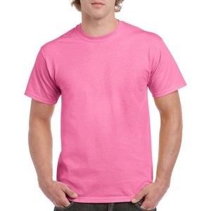 <b>Pink</b> Color Front Logo Neck Short Sleeve Men's T Shirts 100% Cotton Summer Casual Breathable Quick Dry - Product Image 5