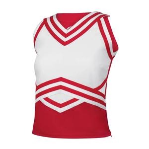 Haut de cheerleading bicolore noir et blanc avec col en V et motif géométrique pour adultes - Product Image 5