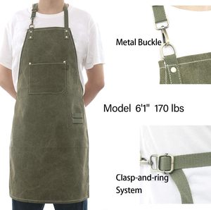 Tablier unisexe pour adultes de marque Manufacturer avec poche avant et bretelles réglables, vert olive - Product Image 6