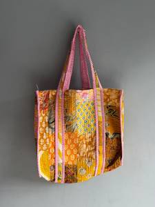Sac fourre-tout bohème en coton à motifs panneaux et poignées rayées, ouverture supérieure, sac de shopping toutes saisons, CADEAU POUR ELLE - Product Image 1