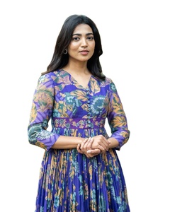 เดรสลำลองสไตล์หรูหรา ดีไซน์ใหม่ ปิดกระดุม แต่งลูกไม้ลายดอกไม้ ผูกเชือกเอวทรงธรรมชาติ ลายสก็อต แขน 3/4  เหมาะสำหรับใส่ทำงาน ปาร์ตี้ หรือไปเที่ยวชายหาด - Product Image 2