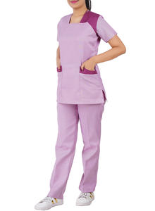 ชุดจั๊มสูทสครับแขนสั้นคอวียืดได้สำหรับทุกเพศ OEM ผลิตจากโพลีเอสเตอร์ผสมสแปนเด็กซ์ เหมาะสำหรับใช้ในโรงพยาบาลช่วงฤดูร้อน - Product Image 6