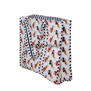 Bolsa de Mano Grande Acolchada de Algodón Orgánico Ecológico para Mujer, con Rayas Bohemias Hechas a Mano, Asa Larga para Hombro, para Compras - Product Image 1