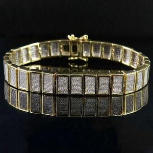 ZAWOS925 Silver VVS1 Diamond Classic Luxury Iced Out Bracelet for <b>Men</b> with Elegant Silver Plated Design Wedding Party Gift - Product Image 1