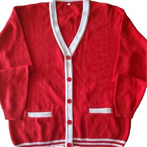 Fabricants de vêtements sur mesure, pull en tricot à manches longues classique pour homme, couleur contrastée, col en V boutonné, cardigan unisexe - Product Image 1