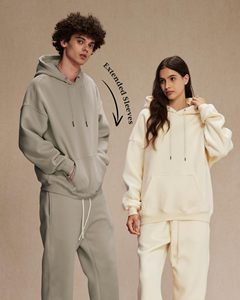 Sweat à capuche épais en molleton uni pour homme, coupe oversize avec poche, style streetwear, 100 % coton - Product Image 4