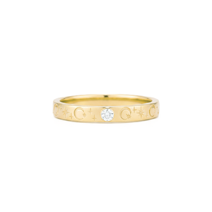 Wholesale 18K Gold Celestial Star <b>Moon</b> Band <b>Ring</b> Round Cut Lab Diamond Minimalist Engraved Wedding Band Stackable Fine <b>Ring</b> - Product Image 1