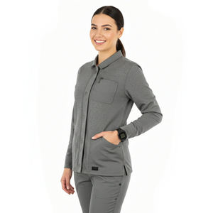 Blouse médicale à boutons-pression pour hôpital, veste de sport à manches longues, broderie de logo personnalisée, fourniture en gros OEM de blouses médicales - Product Image 1