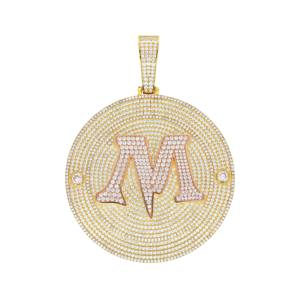 Colgante Personalizado de Moissanita con Incrustaciones de Diamantes, Plata de Ley 925, Letra Redonda, Estilo Hiphop para Fiesta, Unisex - Product Image 1