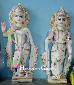 Indian Marble God Krishna <b>Statue</b> With Cow - Product Image 6