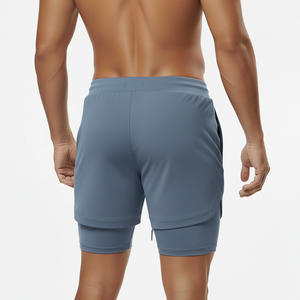 Men's Sport Running Shorts with Phone Pockets 2 in 1 Design Quick Dry 100% Polyester Board Shorts for Gym Athletic Workouts - Product Image 5