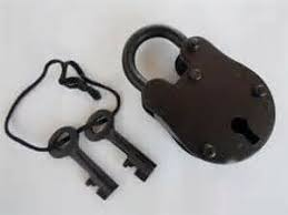 Antique Style Cast Iron <b>Padlock</b> with Keys Black Nickel Finish Irregular Shape Metal Craft for Art Collectible Use - Product Image 5