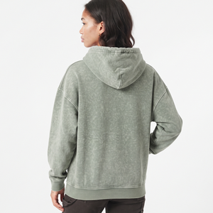 เสื้อฮู้ดดี้ทรงโอเวอร์ไซส์แบบซิปเต็มตัว ล้างสีแบบแอซิดวอช สำหรับผู้หญิง สไตล์สตรีทแวร์สุดเทรนดี้ ผลิตจากผ้าฝ้าย รับผลิตพร้อมโลโก้ตามสั่ง - Product Image 4