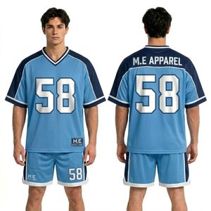 Ensemble short et maillot de supporter en tricot interlock à motif géométrique bleu marine foncé, résistant à l'usure, pour équipement d'équipe, par sublimation - Product Image 4