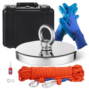 Kit d'aimant de pêche puissant à une seule face de 2000 LBS avec corde, mousqueton et force de traction - Product Image 1