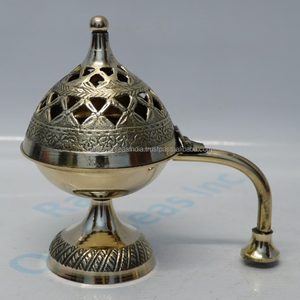 เตาเผาเครื่องหอมโลบันทองเหลืองพรีเมียมพร้อมหูจับแบบพกพา สำหรับใช้กับถ่านบัคฮูร์ เหมาะสำหรับบ้าน วัด การบำบัดด้วยกลิ่นหอม และพิธีกรรม - Product Image 2