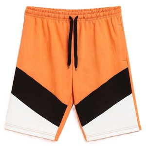 Shorts en tissu éponge personnalisés en poly/coton, avec cordon de serrage et taille élastique, coloris orange, royal et blanc, style décontracté et sportif, respirant, pour la gym - Product Image 5