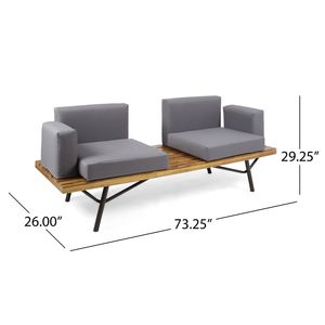 Divano da Giardino a 2 Posti in Legno di Acacia con Gambe in Metallo per Arredo Patio - Product Image 6