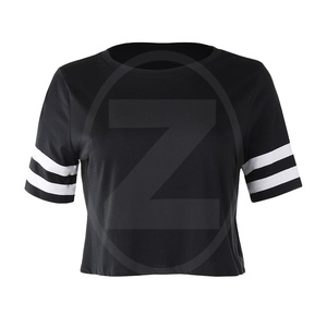 เสื้อยืด Elastane ผ้าฝ้าย95% สำหรับผู้หญิง,เสื้อครอปผ้าคอตตอน5% พิมพ์ลายแบบกำหนดเองเสื้อตัวบนทรงครอปแฟชั่น - Product Image 1