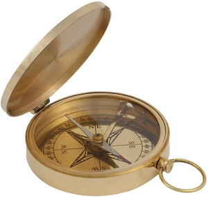 Boussole de poche vintage, boussole de navigation nautique avec couvercle à charnière et couvercle en verre, boussole de voyage portable pour les aventures en plein air - Product Image 1
