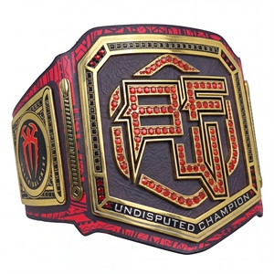 1316 Days Roman Championship Wrestle Mania 40 Édition Limitée Modern Era en Cuir de Vache Zinc Rouge/Bleu Carré Imperméable Personnalisable - Product Image 1
