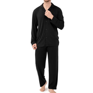 Men 100% Cotton Knitted 220g Sleepwear Nightwear Loungewear Breathable Quick Dry Short Sleeve Elegant Design Sleepwear Suits - Product Image 1