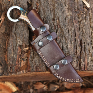 Cuchillo de Caza Personalizado Hecho a Mano de Acero de Damasco, Hoja de Punta Caída, Borde Recto, Hoja Fija con Mango de Madera, Grosor de 0.6mm - Product Image 3