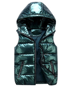 2026 New Custom Men <b>Women</b> Unisex Shiny Puffer Sleeveless Jacket Hooded Unisex Bubble Jacket - Product Image 4