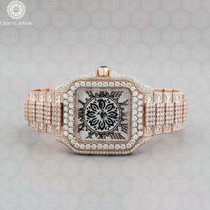 Montre de Luxe pour Homme Charm Jewels en Acier Inoxydable avec Diamants, Mouvement Mécanique, Étanche 10 ATM, Cadran Analogique, Bouton Poussoir Caché - Product Image 1