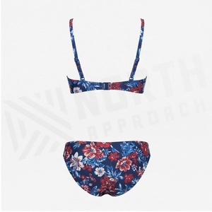 Blue Butterfly Print 2 Piece Yoga <b>Set</b> With Gold Trim Deep V Neck Halter Bodysuit And Knee Length Wrap <b>Skirt</b> - Product Image 2
