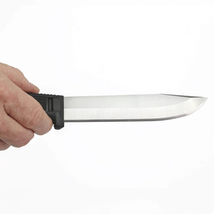 Black Fixed Blade <b>Outdoor</b> Knives with Silver Blade Ergonomic Textured Handle Black Protective Sheath and Belt Strap for Camping - Product Image 4