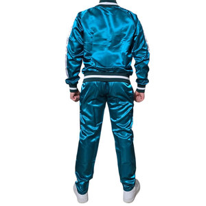 Men's <b>Teal</b> Satin Printed Tracksuit Set Full Sleeve Stand Collar Regular Fit Streetwear Winter Wear Windbreaker Reversible - Product Image 2