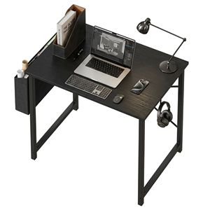 Modern Simple Style 31" Home Office <b>Desk</b> with Storage Bag and Hook for <b>Small</b> Spaces - Product Image 1