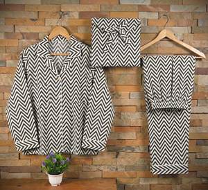 Conjunto de Pijama Reversible Tejido para Mujer, Primavera-Verano, Bordado a Máquina, Rayas, Estampado a Mano, Ropa de Dormir de Algodón, Suave y Transpirable - Product Image 3