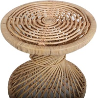 Table d'appoint moderne en rotin tressé à la main - Table basse/tabouret d'extérieur écologique pour le thé et le café et mobilier de maison pour le salon