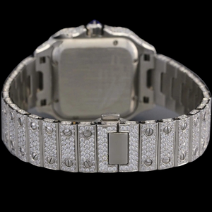 Reloj de Pulsera Mecánico Exclusivo, Totalmente Cubierto de Diamantes de Imitación, Caja Cuadrada de 41 mm, con Esfera de Cristal Blanco, Estilo Hip Hop - Product Image 4