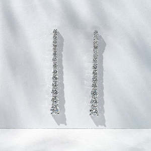 Pendientes de Barra con Diamantes Cultivados en Laboratorio, Plata de Ley 925, Certificados por IGI, de Lujo, para Bodas, Aniversarios y Fiestas - Product Image 1