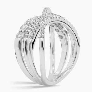 Anillo de Diamantes Redondos Cultivados en Laboratorio, Diseño Cruzado de Varias Hileras, en Oro de 10K, 14K, 18K, Plata de Ley 925, 935, Joyería Fina - Product Image 3