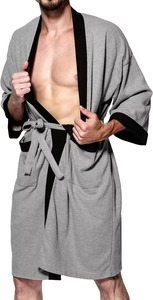 Bata de Baño Informal de Franela para Hombre, Corte Holgado y Ligero, Material Suave, Transpirable, Duradero y Antibacteriano - Product Image 3