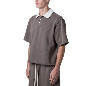 เสื้อโปโลแขนสั้นของผู้ชายเสื้อโปโลผ้า2025แขนสั้นโอเวอร์ไซส์ออกแบบโลโก้ได้ตามต้องการ - Product Image 2